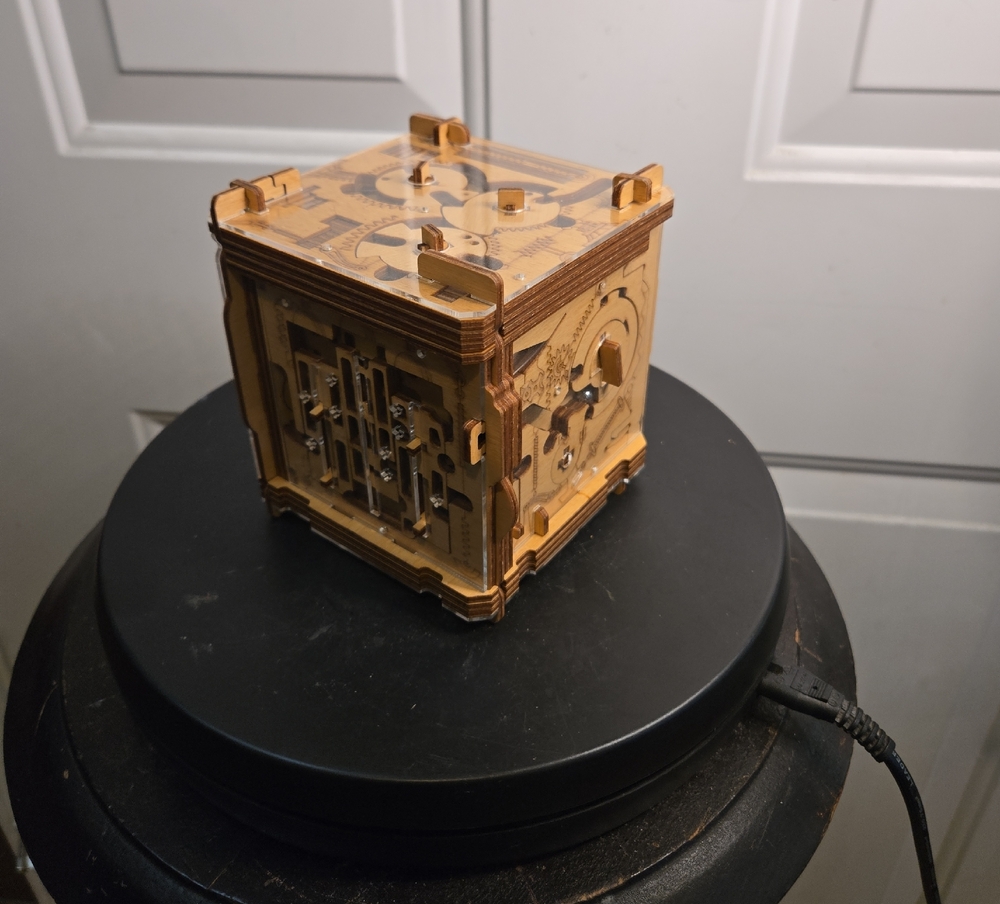 Cambridge Cube Wooden Puzzle Cube with Gear and Maze Panels